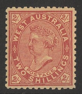 WESTERN AUSTRALIA 1902 QV 2/- bright red on yellow, perf 11.