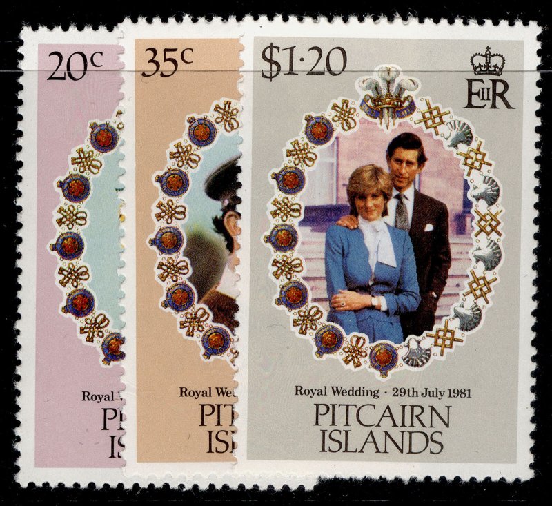 PITCAIRN ISLANDS QEII SG219-221, complete set, NH MINT.