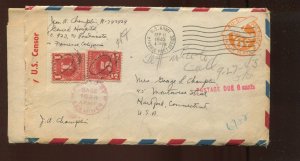 UC6 Airmail Entire 1943 Usage POSTAGE DUE USAGE with CENSOR TAPE LV6067