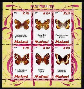 MALAWI - 2011 - Butterflies #1 - Perf 6v Sheet - MNH - Private Issue