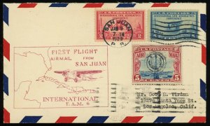 Puerto Rico San Juan Miami FAM6 First Airmail Flight 1929 #C11 #649-650 Postage 