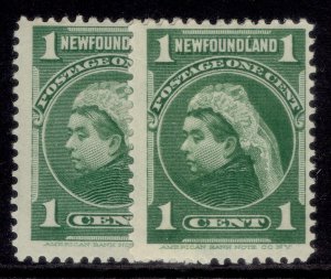 CANADA - Newfoundland QV SG85 + 85a, 1c SHADE VARIETIES, M MINT. Cat £40.