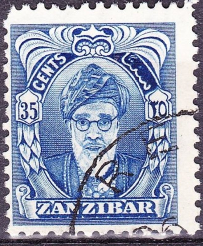 ZANZIBAR 1952 35c Bright Blue SG345 Fine Used