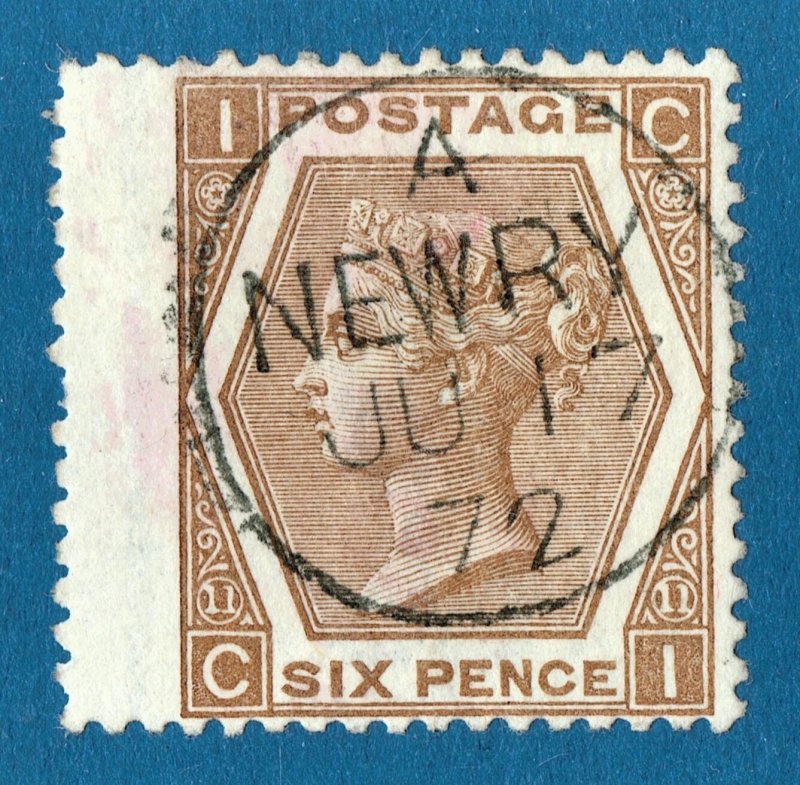 [sto635] GB 1872 QV SG122 6d deep chestnut pl.11 used in IRELAND NEWRY CDS