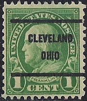 632 1 cent Franklin, Green Precancel Stamp used VF