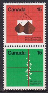 Canada 1972 Sc 584, 583 Earth Sciences Se-tenant Vertical Pair Stamp MNH