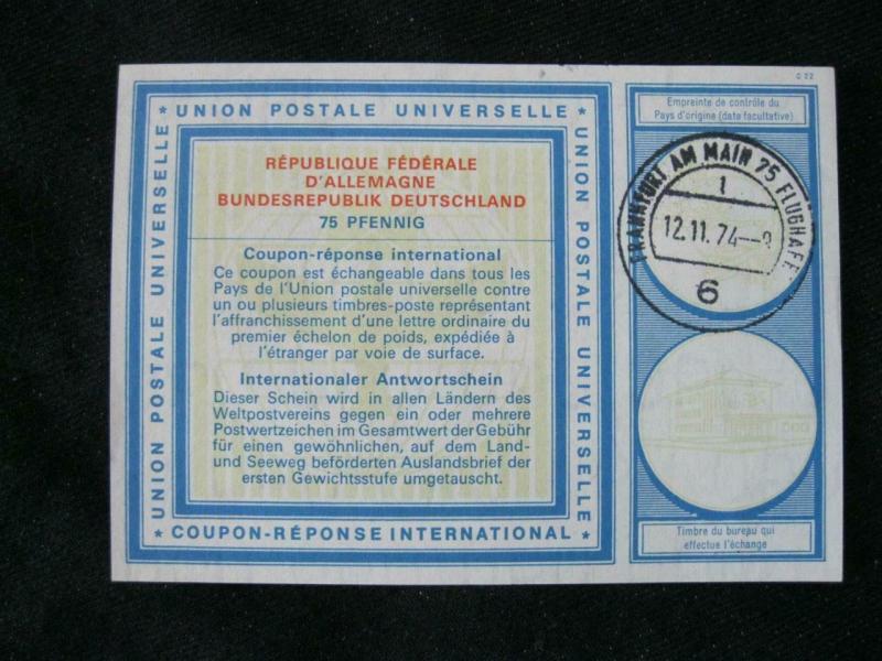 GERMANY INTERNATIONAL REPLY COUPON USED