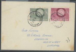 Belgium  1960 Europa set on cover to Isle of Wight