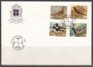 Iceland Scott 642-5 FDC - 1987 Birds Issue