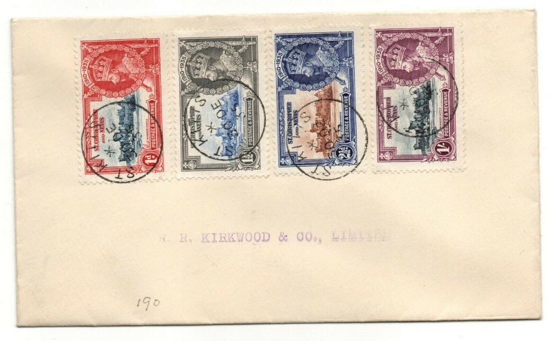 St. Christopher & Nevis 1935 Silver Jubilee VFU set on cover WS24927