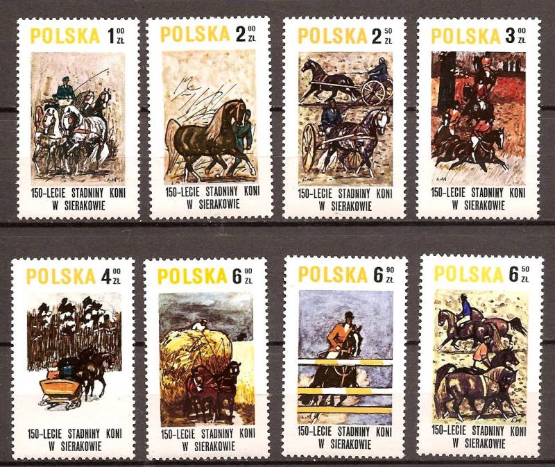 Poland - 1980 - Mi. 2664-71 (Horses) - MNH - P048