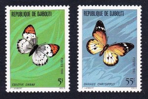 Djibouti Butterflies 2v 1980 MNH SC#511-512 SG#780-781