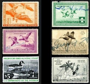 RW2, RW3, RW4, RW5, RW6 & RW46 U.S. Federal Duck Stamps – Used & Signed Lot
