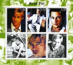 Tajikistan 2000 BRAD PITT American Actor Sheet Perforated Mint (NH)