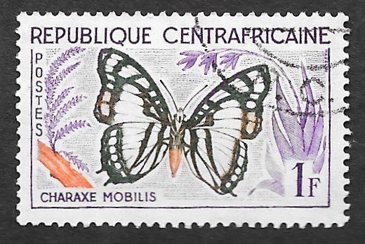 Central African Republic Scott #5 1fr Butterfly (1961) CTO H