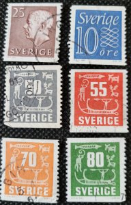Sweden, 1957-64, remnant set, Numerals, King & Rock Carvings, used, SCV$1.50