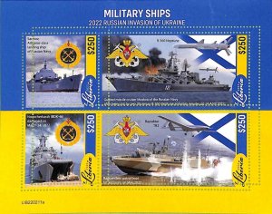 A8994 - LIBERIA - MISPERF ERROR Stamp Sheet - 2022 - Military Ships-