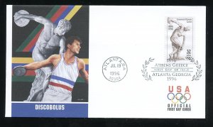 US 3087 Centennial Olympic Games - Atlanta 1996 UA Fleetwood cachet FDC