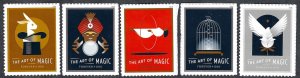 United States #5301-05 Forever (50¢) The Art of Magic (2018). Five singles. MNH