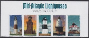 US 5621-5625 5625b Mid-Atlantic Lighthouses F header strip (5) MNH 2021