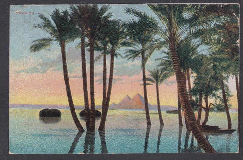 Great Britain Sc 152 on 1913 Paquebot PPC, Aden to England, PYRAMIDS