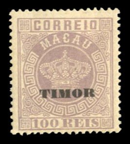 Portuguese Colonies, Timor #8b Cat$12.50, 1885 100r lilac, perf. 13 1/2, hinged
