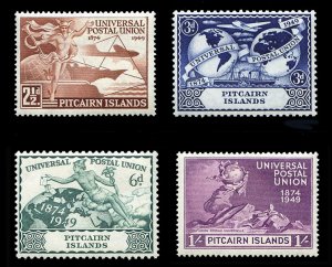 Pitcairn Islands #13-16 Cat$18.50, 1949 UPU, set of four, hinged