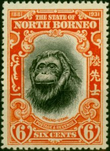 North Borneo 1931 6c Black & Orange SG296 Fine LMM