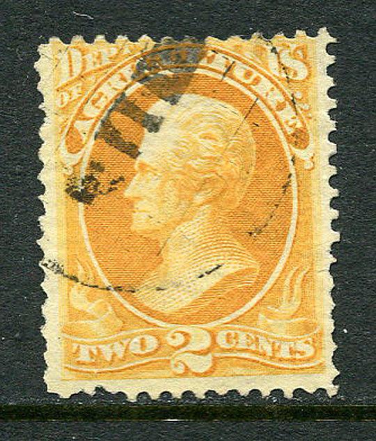 US Lot 4693 US Official Postage 1873 Scott O1 - O2  2 Cent Yellow Stamp 