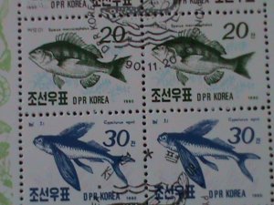 ​KOREA-1990-SC#2951-5-SEA FISHES-CTO-SHEET-VERY FINE-WE SHIP TO WORLDWIDE