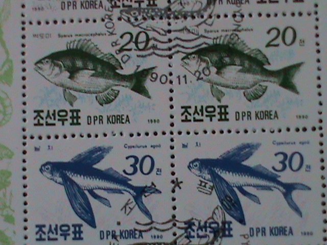 ​KOREA-1990-SC#2951-5-SEA FISHES-CTO-SHEET-VERY FINE--WE SHIP TO WORLWIDE