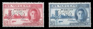 St. Vincent #152-153S (SG 160-161s) Cat£75, 1946 Victory, set of two, perfor...