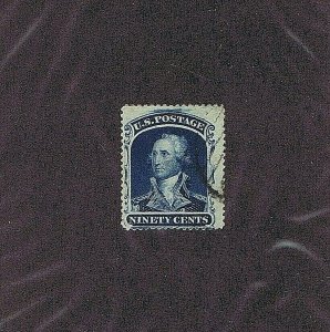 SC# 39 USED, 90 CENT, WASHINGTON, 1860, PARTIAL GRID CANCEL, 2016 PF CERT 