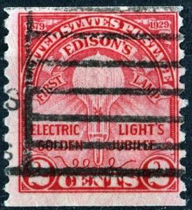 SC#656 2¢ Edison Coil Single (1929) Used