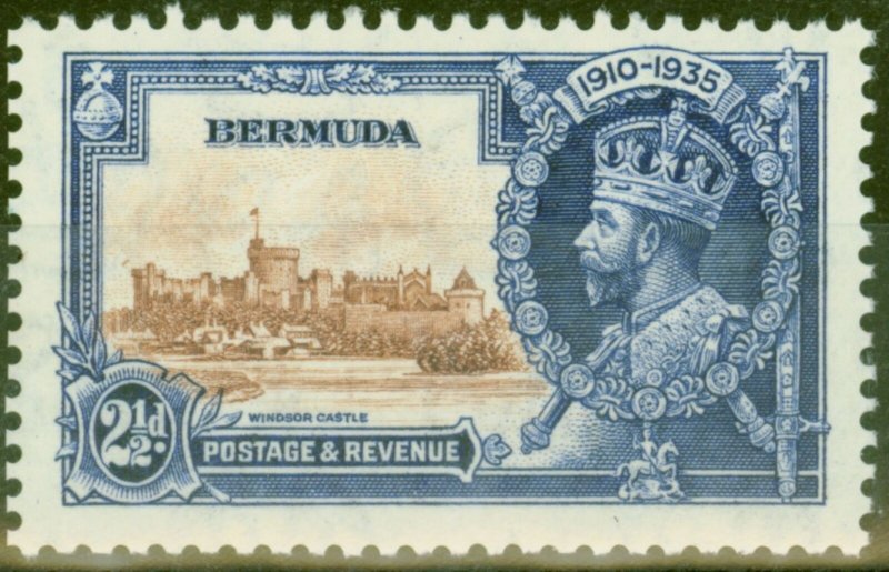 Bermuda 1935 2 1/2d Brown & Dp Blue SG96m Bird by Turret V.F Very Lightly Mtd... 