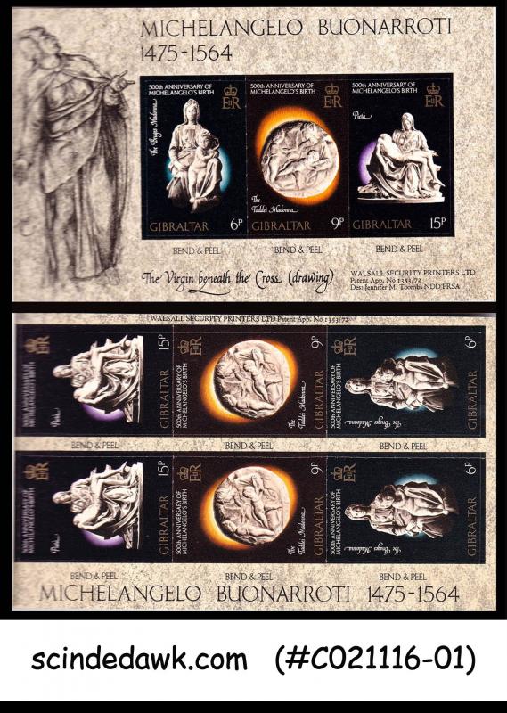 GIBRALTAR - 1975 MICHELANGELO BUONARROTI - STAMP BOOKLET ( 9 STAMPS MNH)