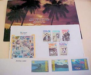 US MICRONESIA 2 FDC & 4 MINT POTAL CARDS FROM 1986