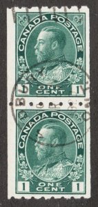 Rare : 1913 Canada Sc#123 - 1¢ Admiral - Dated Sudbury Ontario cancel Est$175.00