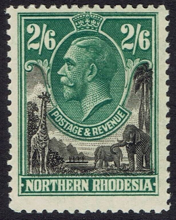 NORTHERN RHODESIA 1925 KGV GIRAFFE AND ELEPHANTS 2/6