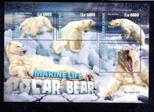 SIERRA LEONE #3667 2016 POLAR BEARS MINT VF NH O.G M/S4