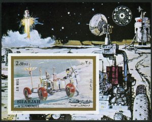 Sharjah 981 Bl.111B imperf Michel, MNH. Apollo 17, Moon rover, 1972.