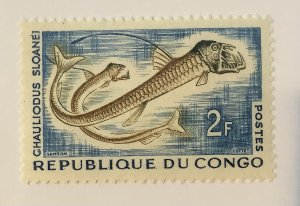 Congo 1961 Scott 98 MH - 2fr, tropical fish, 	Chauliodus sloani