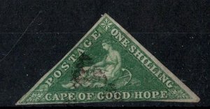 Cape of Good Hope 1863 1s deep green sg88b fine used, close-good margins, ligh