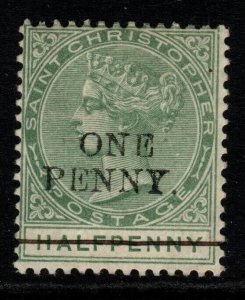 ST.CHRISTOPHER SG26 1886 1d on ½d DULL GREEN MTD MINT