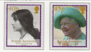 BRITISH ANTARCTIC TERRITORY (BAT) Sc 312-4 NH SET+S/S OF 2002 - QUEEN MOTHER