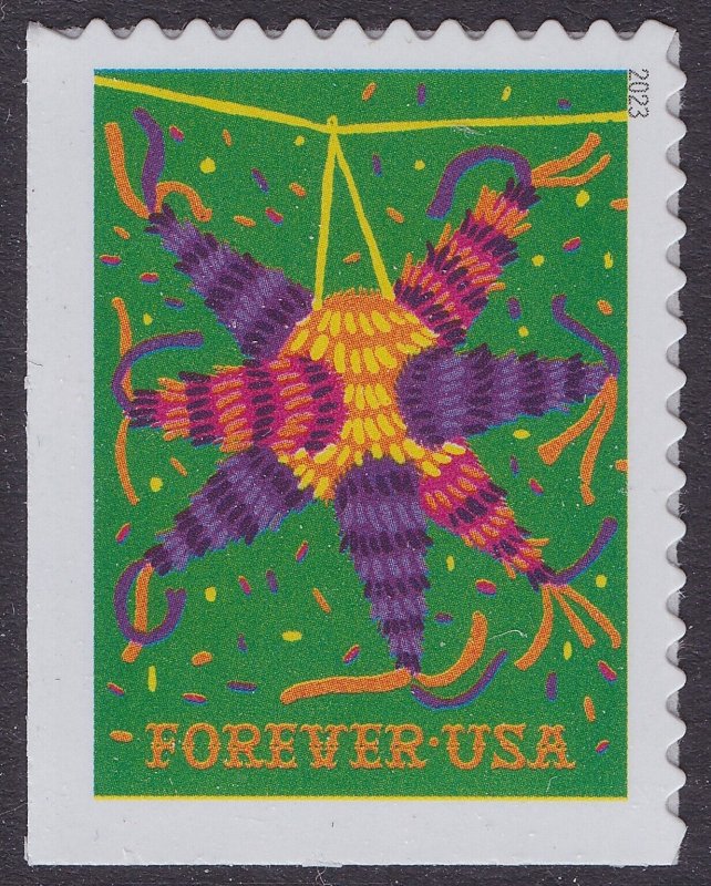 US 5814 Piñatas (Pinatas) 7-point Star green forever single (1 stamp) MNH 2023