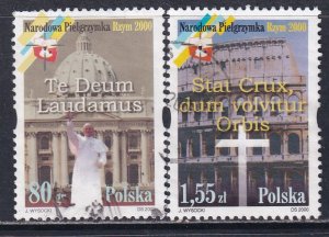 Poland 2000 Sc 3534-5 National Pilgrimage to Rome Stamp Used