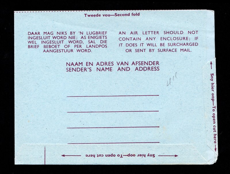 SOUTH AFRICA 2½C AEROGRAMME 1962 PHILATELIC BUREAU CANCEL PRETORIA