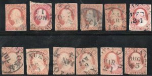 MALACK 11 F/VF to VF, each a readable hand cancel da..MORE.. c3378