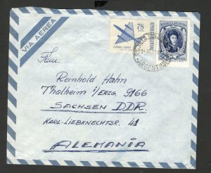 ARGENTINA TO SACHSEN DDR -GERMANY - AIRMAIL LETTER-FAMOUS -PLANE -1969.